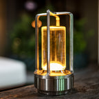 Lámpara de mesa de cristal con panel táctil y carga USB