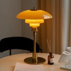 Lámpara de mesa de cristal con pantalla de tres niveles estilo nórdico, base de hierro dorada o plateada, casquillo E27 