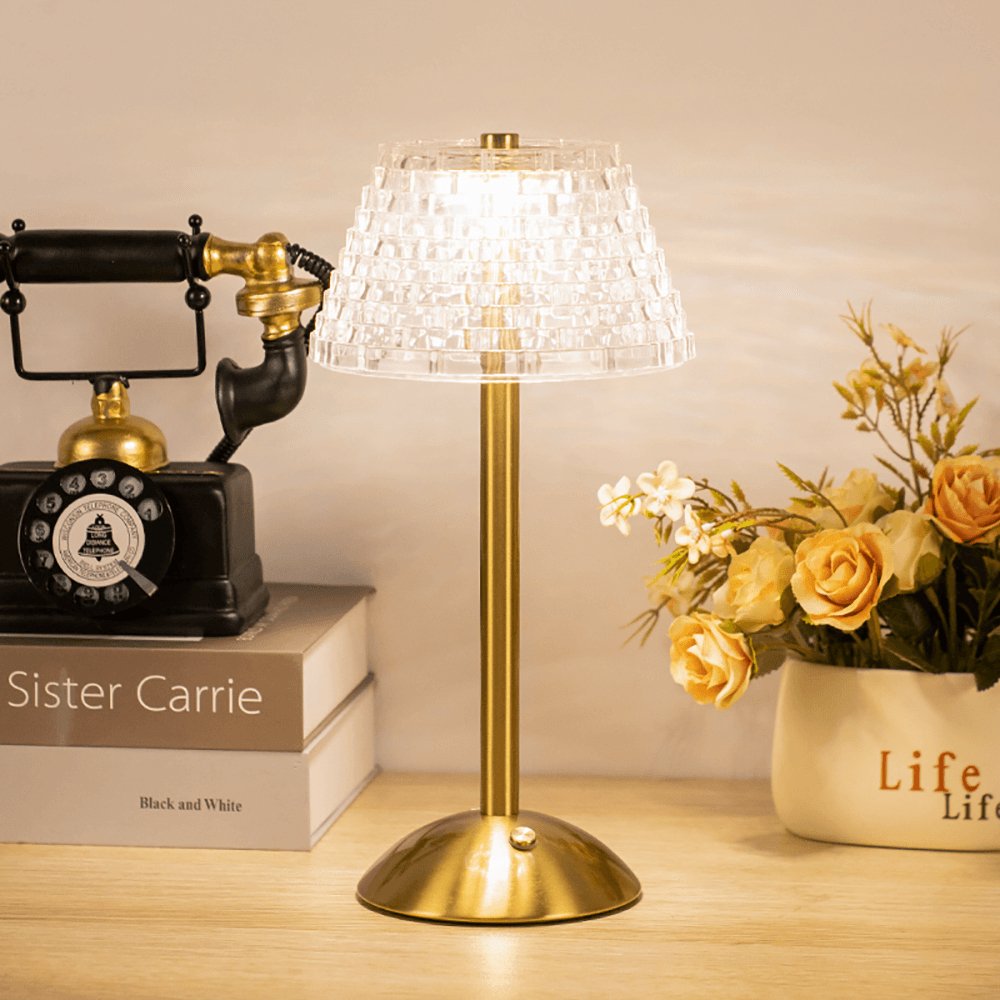 Lámpara de mesa LED recargable AuraGlow con función de regulación