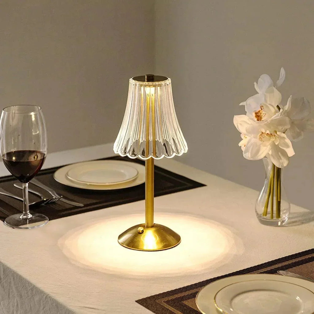 Lámpara de mesa LED recargable AuraGlow con función de regulación