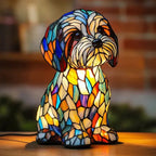 Lámpara de mesa perro estilo Tiffany | Diseño de bulldog francés en vidrio emplomado