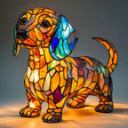 Lámpara de mesa perro estilo Tiffany | Diseño de bulldog francés en vidrio emplomado