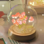 Lámpara de noche LED con tulipanes artificiales hechos a mano