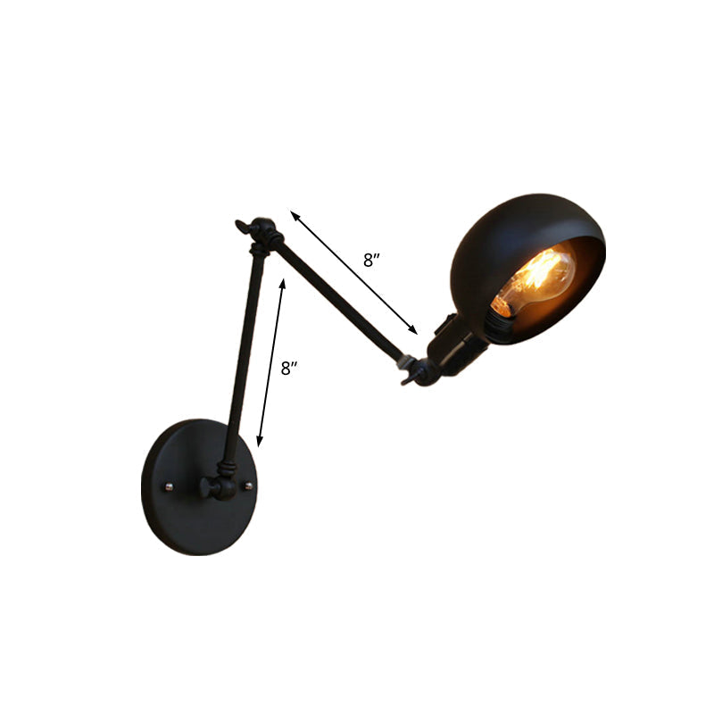 Lámpara de pared industrial negra con brazo articulado y pantalla tipo cuenco