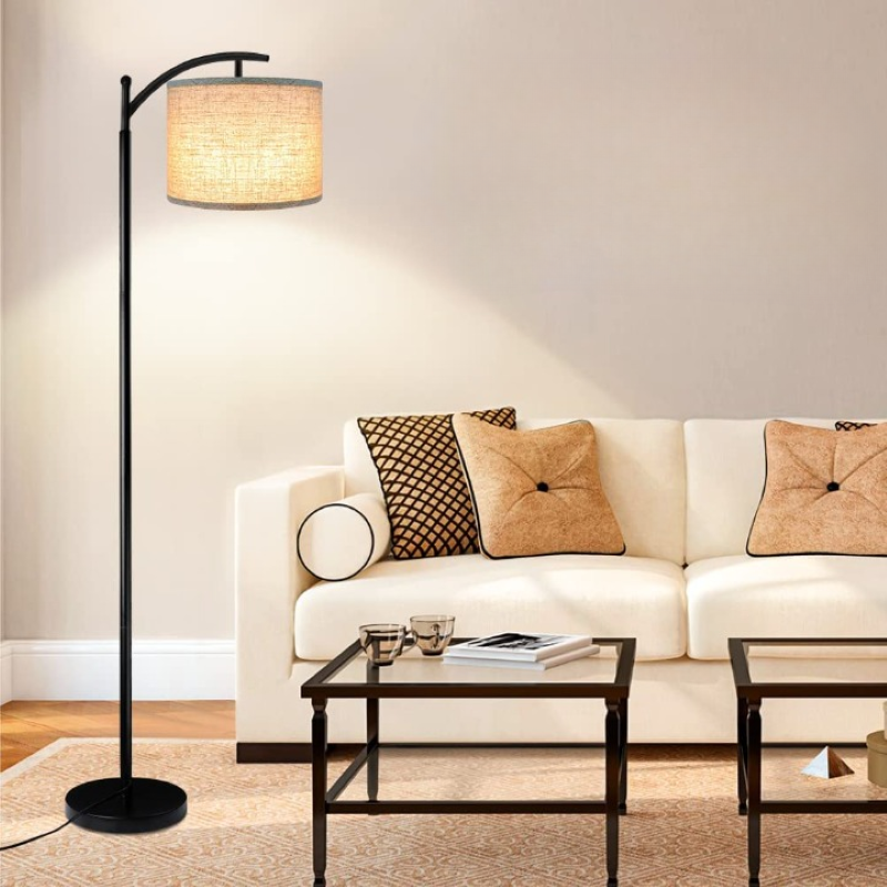 Lámpara de pie LED con 3 temperaturas de color, diseño industrial con pantalla blanca incluida para salón, dormitorio y 