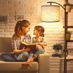 Lámpara de pie LED con 3 temperaturas de color, diseño industrial con pantalla blanca incluida para salón, dormitorio y 
