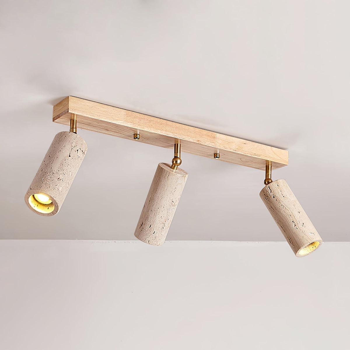 Lámpara de techo industrial de madera y hormigón con focos ajustables