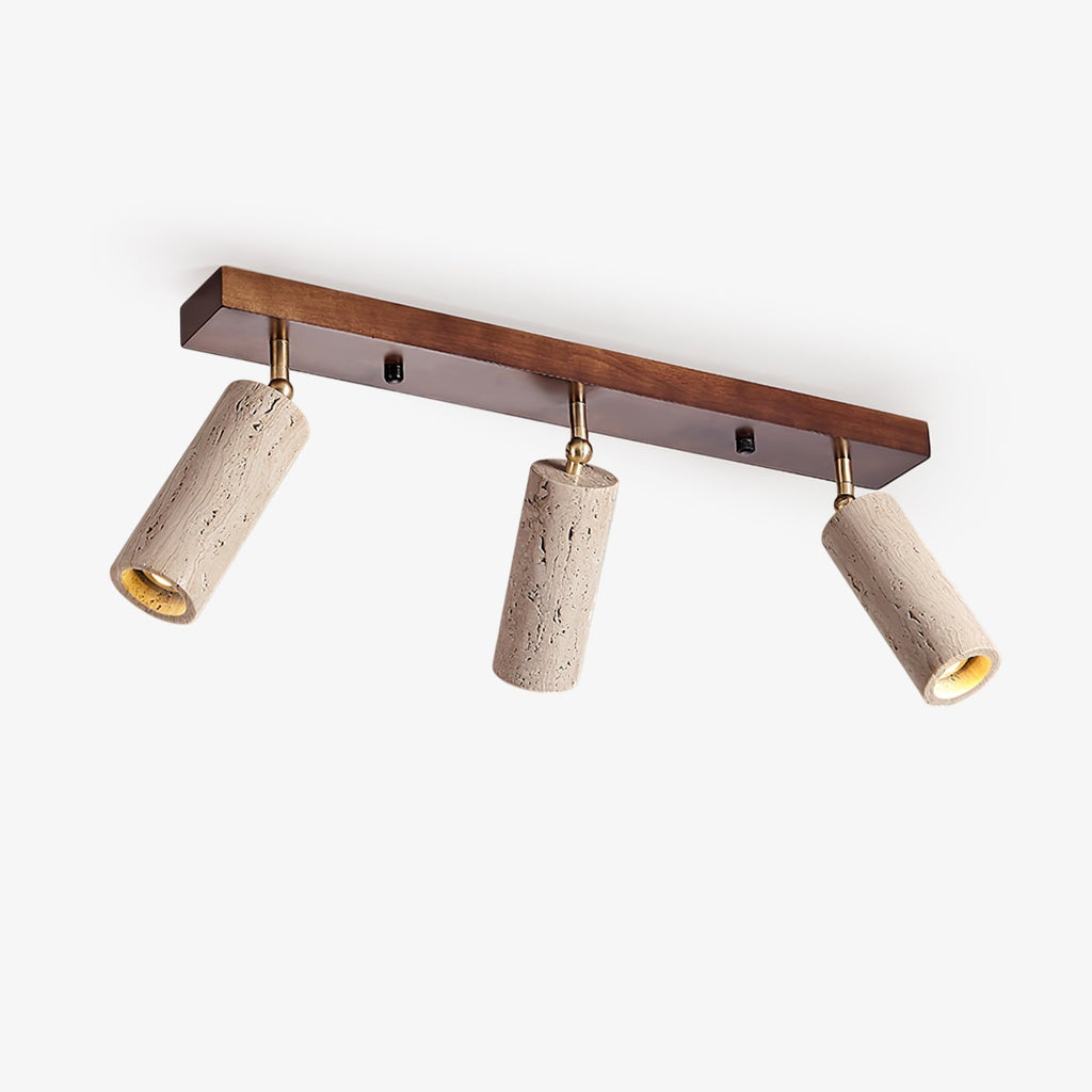 Lámpara de techo industrial de madera y hormigón con focos ajustables