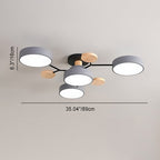 Lámpara de techo LED moderna de diseño molecular escandinavo, hierro, acrílico y madera, 4 a 7 luces, luz blanca cálida 