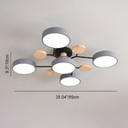 Lámpara de techo LED moderna de diseño molecular escandinavo, hierro, acrílico y madera, 4 a 7 luces, luz blanca cálida 