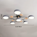 Lámpara de techo LED moderna de diseño molecular escandinavo, hierro, acrílico y madera, 4 a 7 luces, luz blanca cálida 