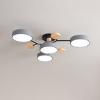 Lámpara de techo LED moderna de diseño molecular escandinavo, hierro, acrílico y madera, 4 a 7 luces, luz blanca cálida 