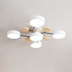 Lámpara de techo LED moderna de diseño molecular escandinavo, hierro, acrílico y madera, 4 a 7 luces, luz blanca cálida 