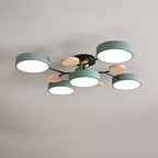 Lámpara de techo LED moderna de diseño molecular escandinavo, hierro, acrílico y madera, 4 a 7 luces, luz blanca cálida 