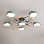 Lámpara de techo LED moderna de diseño molecular escandinavo, hierro, acrílico y madera, 4 a 7 luces, luz blanca cálida 
