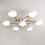 Lámpara de techo LED moderna de diseño molecular escandinavo, hierro, acrílico y madera, 4 a 7 luces, luz blanca cálida 