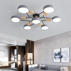 Lámpara de techo LED moderna de diseño molecular escandinavo, hierro, acrílico y madera, 4 a 7 luces, luz blanca cálida 
