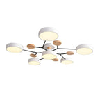 Lámpara de techo LED moderna de diseño molecular escandinavo, hierro, acrílico y madera, 4 a 7 luces, luz blanca cálida 