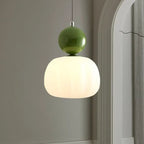 Lámpara de techo nórdica calabaza — LED colgante, pantalla de vidrio reforzado, estructura metálica pulida