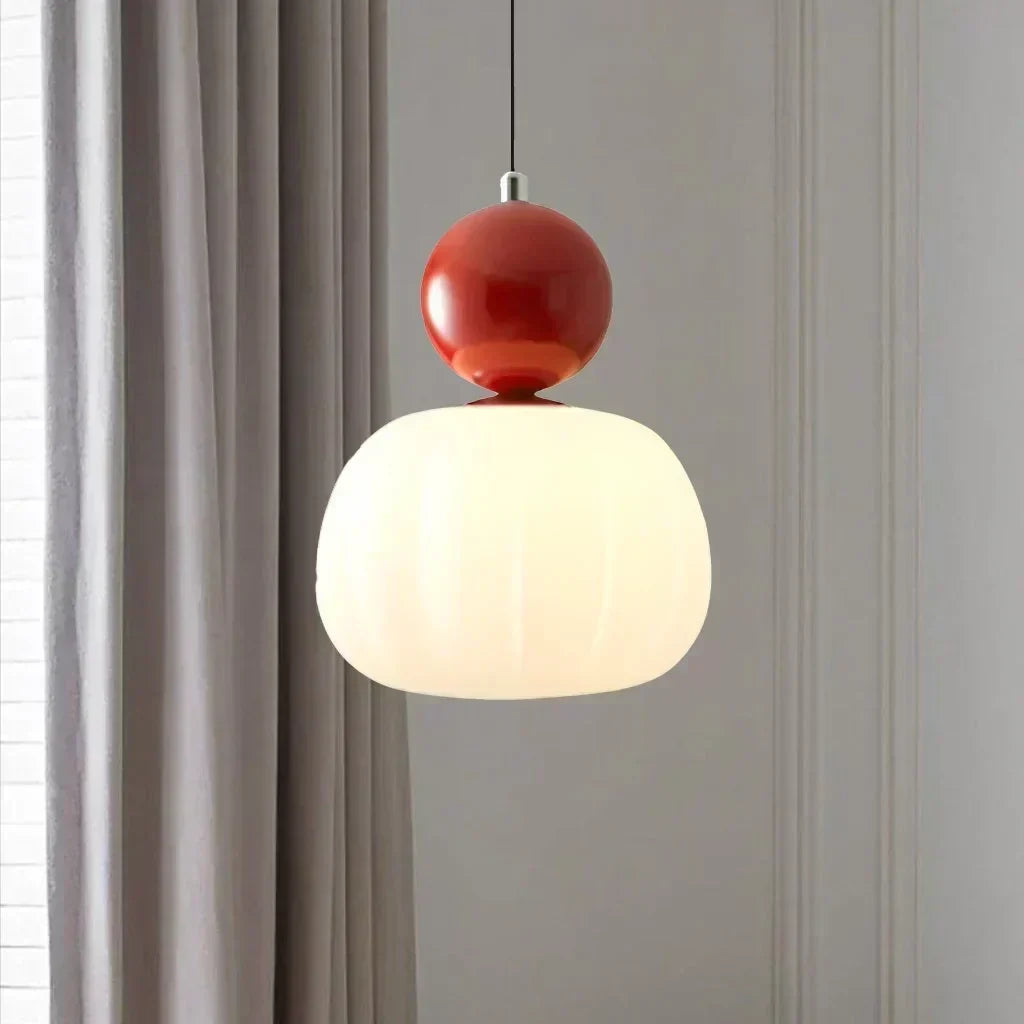 Lámpara de techo nórdica calabaza — LED colgante, pantalla de vidrio reforzado, estructura metálica pulida