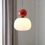 Lámpara de techo nórdica calabaza — LED colgante, pantalla de vidrio reforzado, estructura metálica pulida