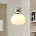 Lámpara de techo nórdica calabaza — LED colgante, pantalla de vidrio reforzado, estructura metálica pulida