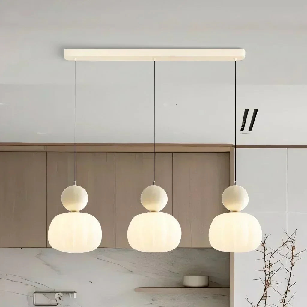 Lámpara de techo nórdica calabaza — LED colgante, pantalla de vidrio reforzado, estructura metálica pulida