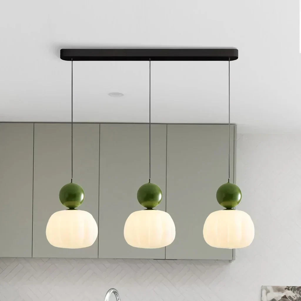 Lámpara de techo nórdica calabaza — LED colgante, pantalla de vidrio reforzado, estructura metálica pulida