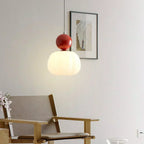 Lámpara de techo nórdica calabaza — LED colgante, pantalla de vidrio reforzado, estructura metálica pulida