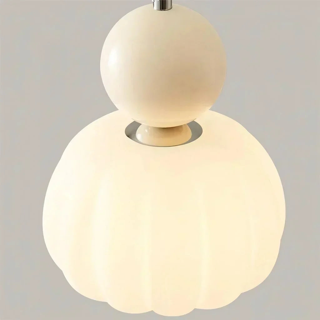 Lámpara de techo nórdica calabaza — LED colgante, pantalla de vidrio reforzado, estructura metálica pulida