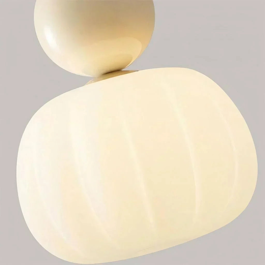 Lámpara de techo nórdica calabaza — LED colgante, pantalla de vidrio reforzado, estructura metálica pulida