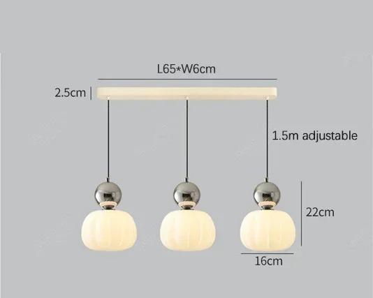 Lámpara de techo nórdica calabaza — LED colgante, pantalla de vidrio reforzado, estructura metálica pulida