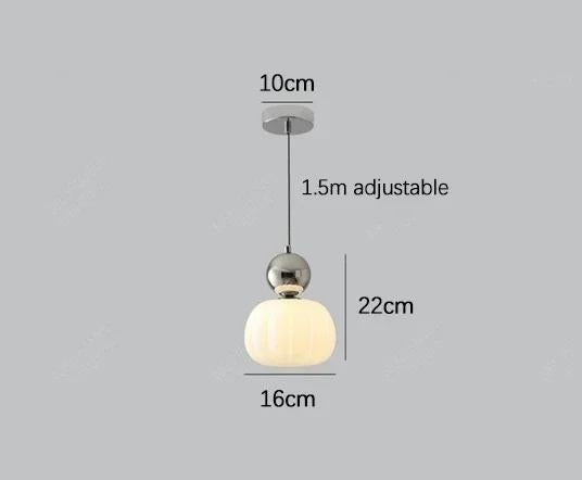 Lámpara de techo nórdica calabaza — LED colgante, pantalla de vidrio reforzado, estructura metálica pulida