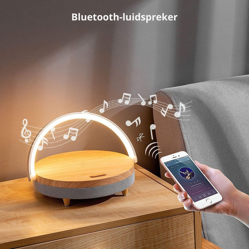 Lámpara LED 3 en 1 con altavoz Bluetooth y cargador inalámbrico