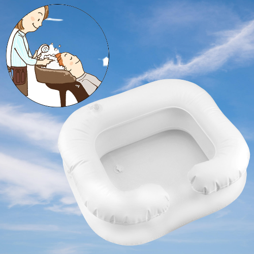 Lavacabezas hinchable con desagüe integrado para cama