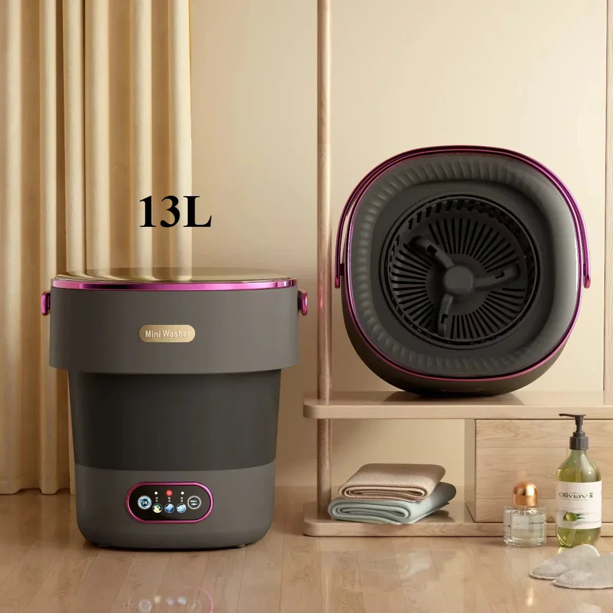 Lavadora portátil plegable para viajes y espacios reducidos, 2,1–4,5 kg