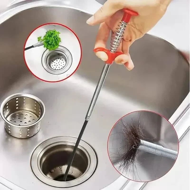 Limpiador de tuberías con 4 garras, herramienta flexible para desatascar desagües de cocina y baño