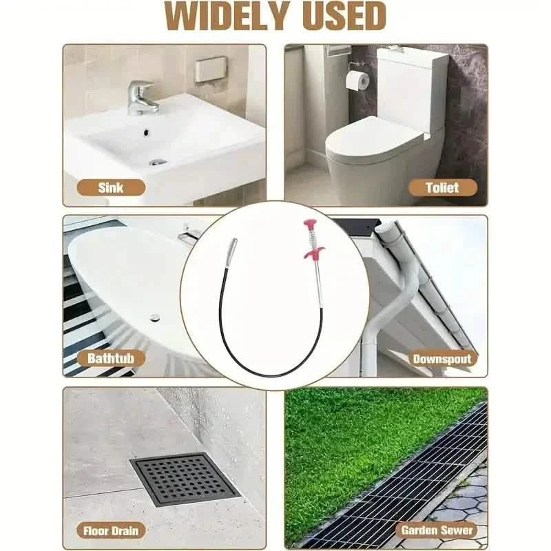 Limpiador de tuberías con 4 garras, herramienta flexible para desatascar desagües de cocina y baño