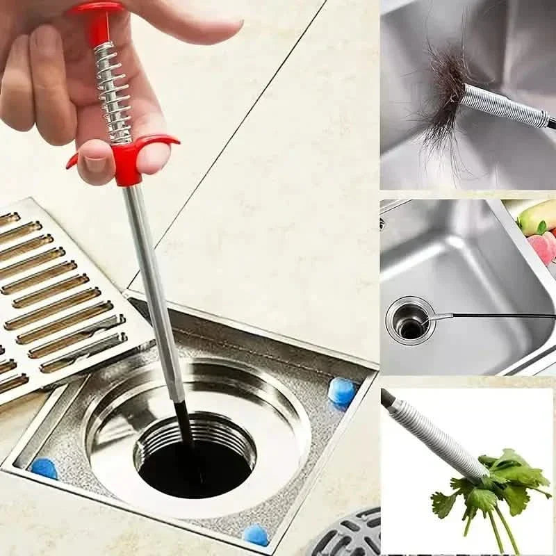 Limpiador de tuberías con 4 garras, herramienta flexible para desatascar desagües de cocina y baño