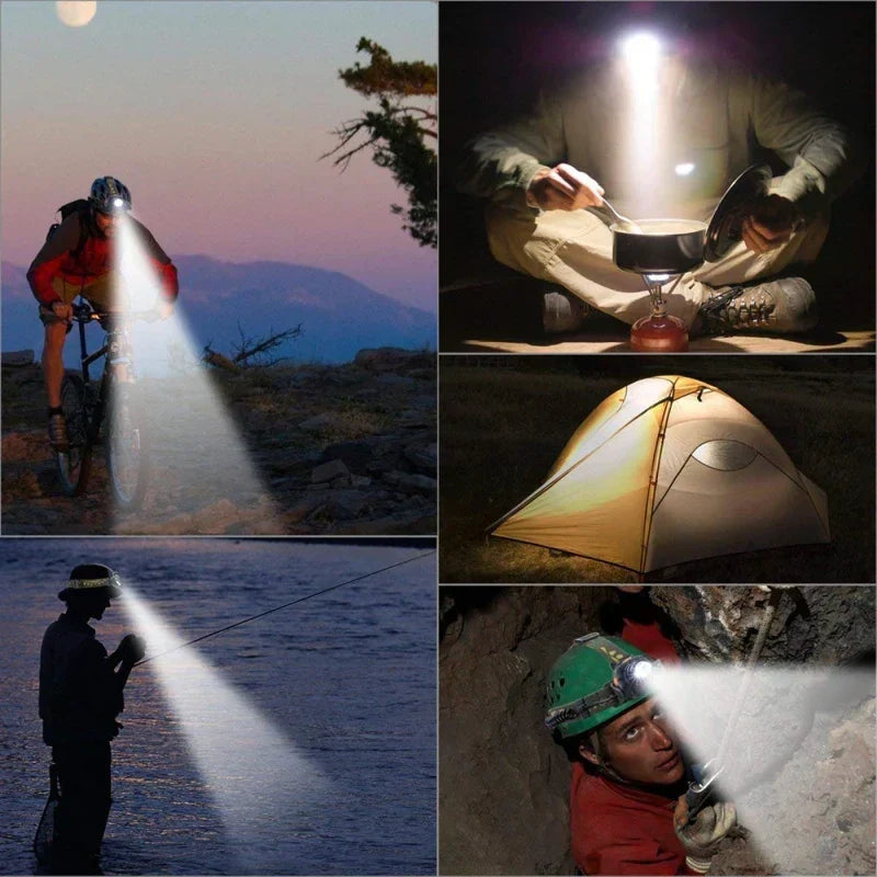 Linterna frontal LED recargable con zoom y resistencia al agua