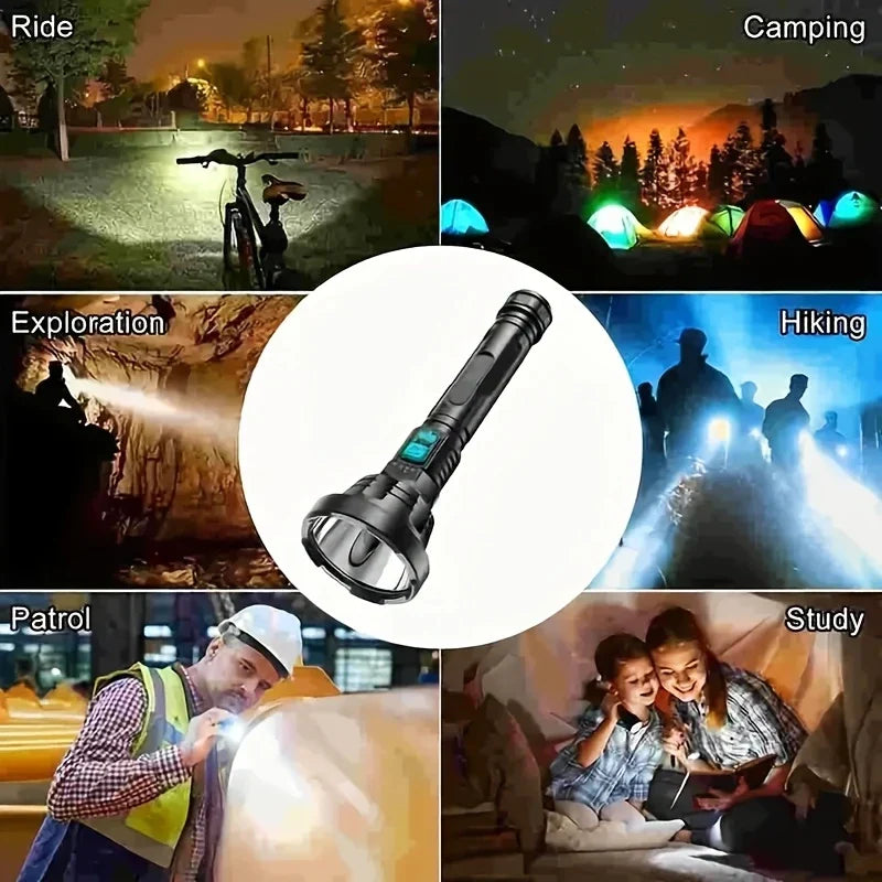 Linterna LED 90.000 lúmenes – Foco táctico recargable por USB con iluminación superpotente