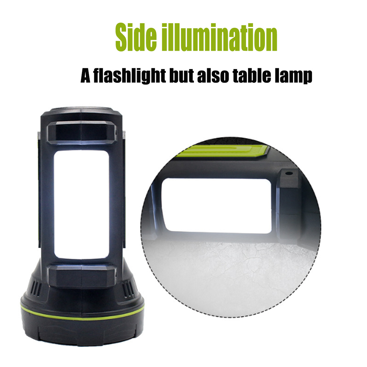 Linterna LED con foco lateral – Luz de trabajo portátil para camping y emergencias
