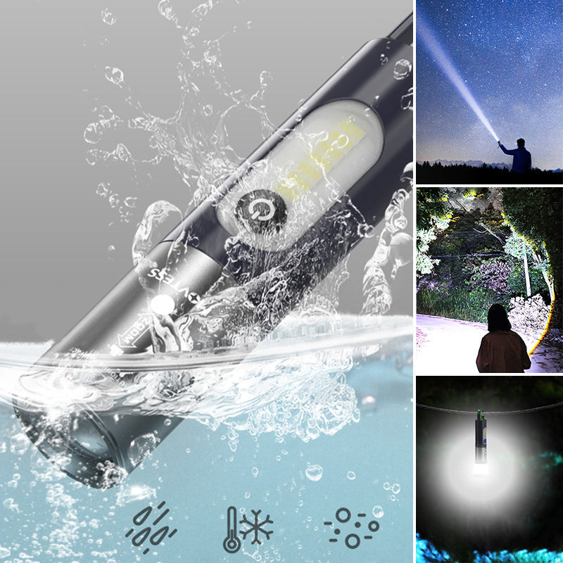 Linterna LED recargable de 750 lúmenes con alcance de 200 m