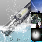 Linterna LED recargable de 750 lúmenes con alcance de 200 m