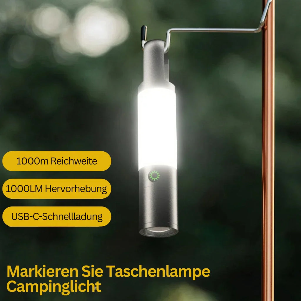 Linterna LED recargable con filtros de colores y función de luz de camping