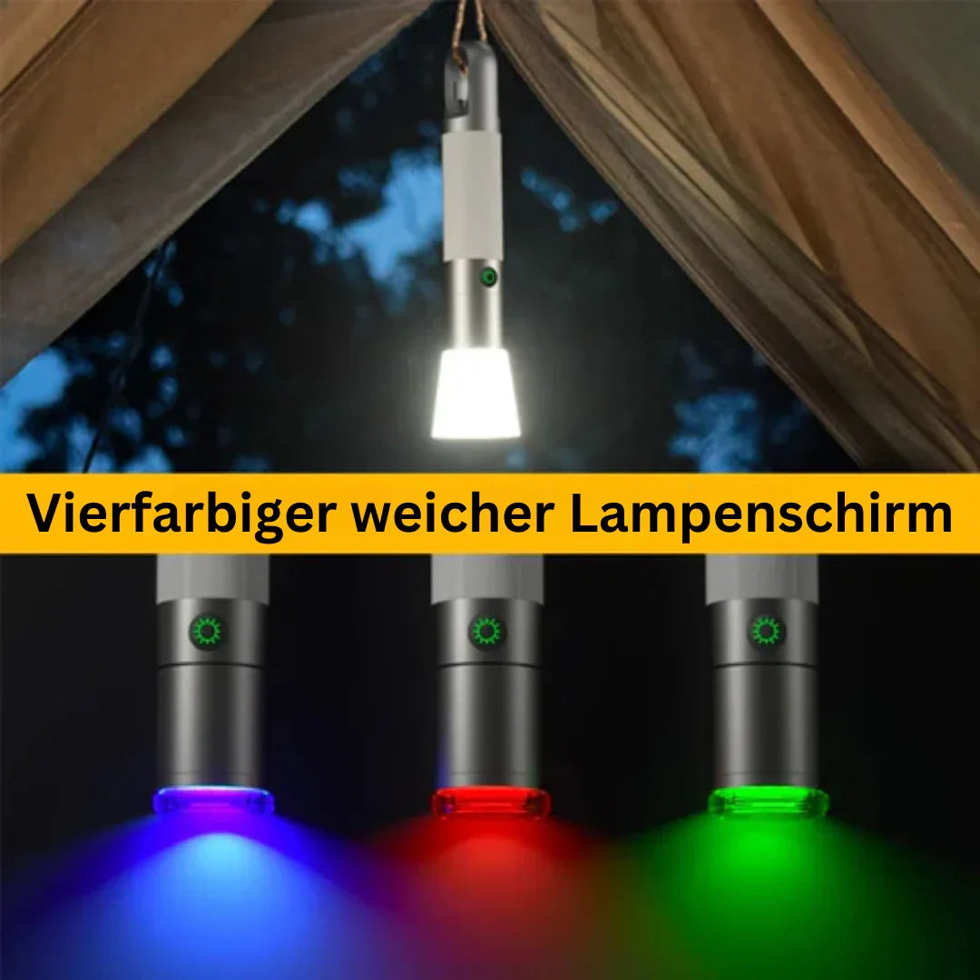 Linterna LED recargable con filtros de colores y función de luz de camping