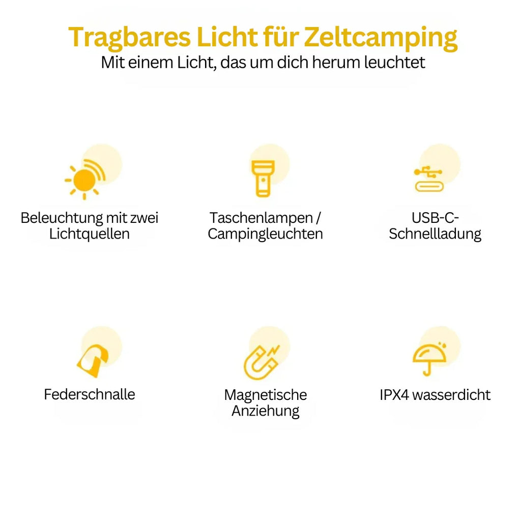 Linterna LED recargable con filtros de colores y función de luz de camping