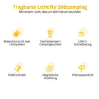 Linterna LED recargable con filtros de colores y función de luz de camping