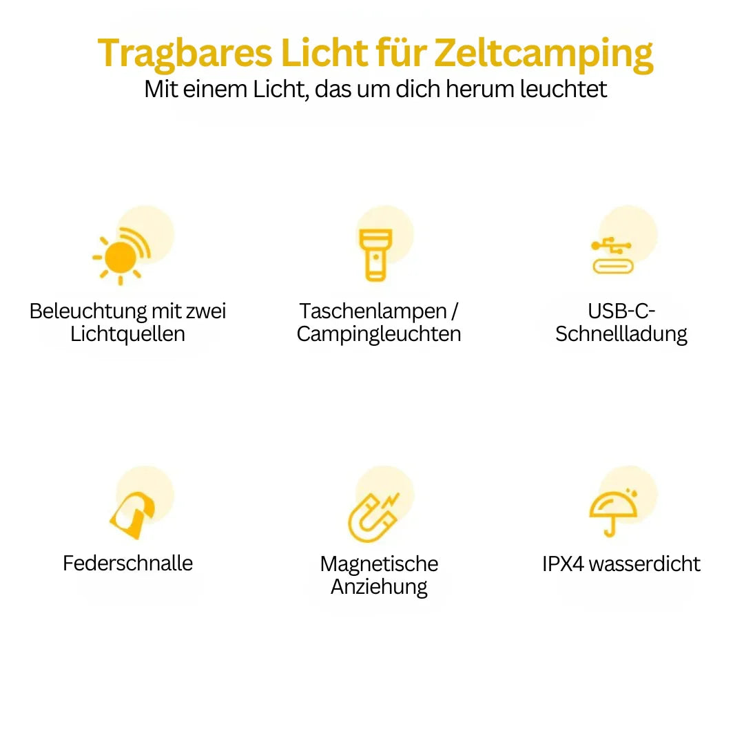Linterna LED recargable con filtros de colores y función de luz de camping