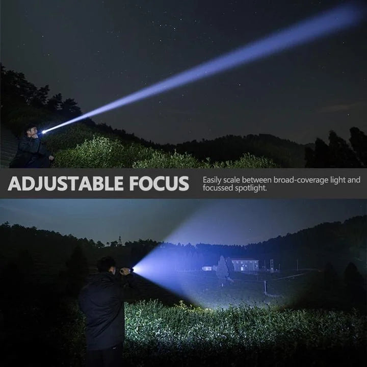 Linterna LED recargable con zoom y carcasa de aluminio